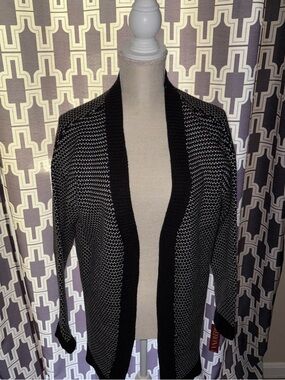 Merona Black and White Open-Front Knit Cardigan
